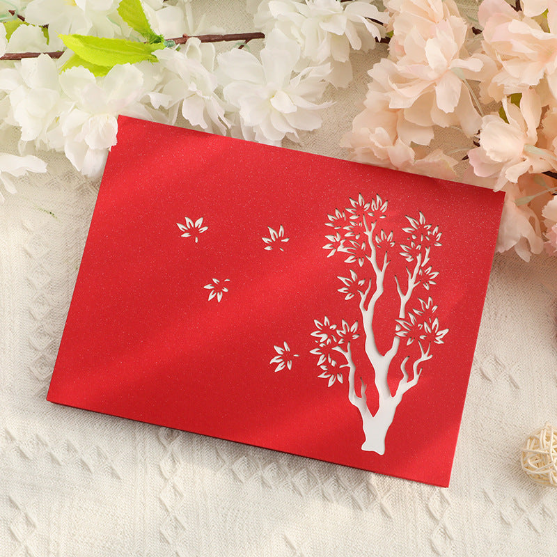 Red maple tree pop-up greeting card — product view 5
