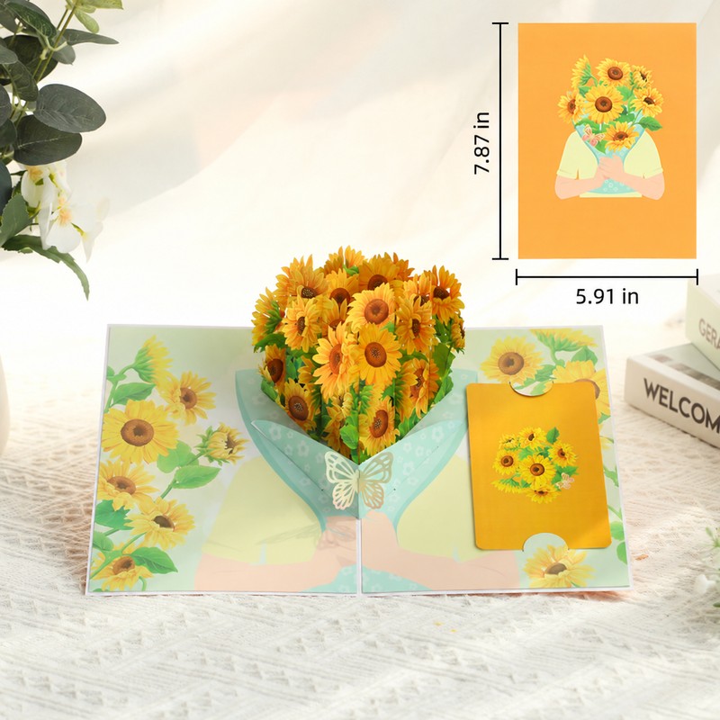 Orange Sunflower Bouquet Pop-Up Card