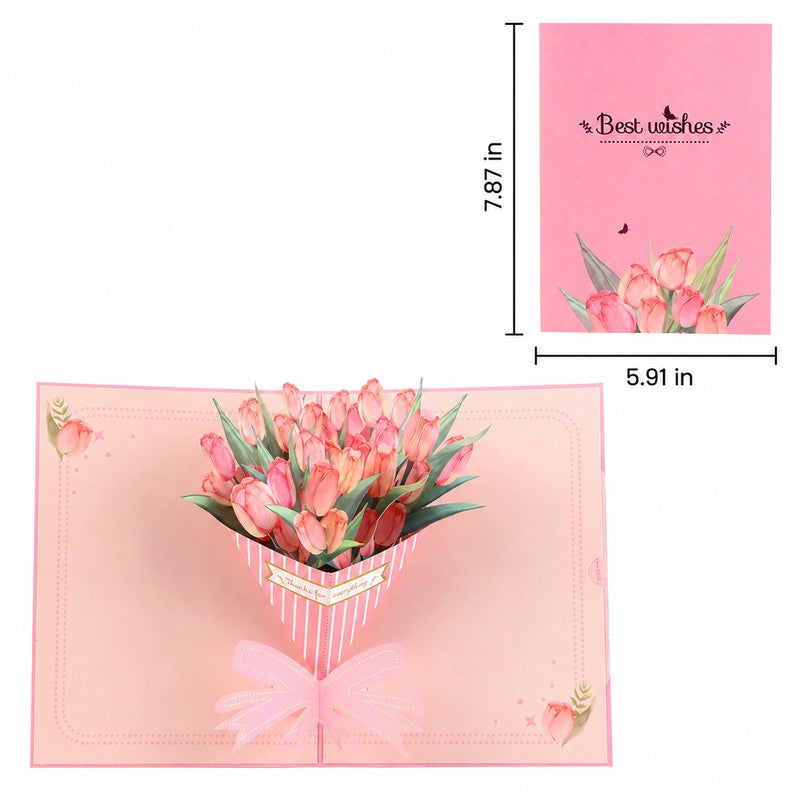 Gold Foil Tulip Bouquet Pop-Up Card