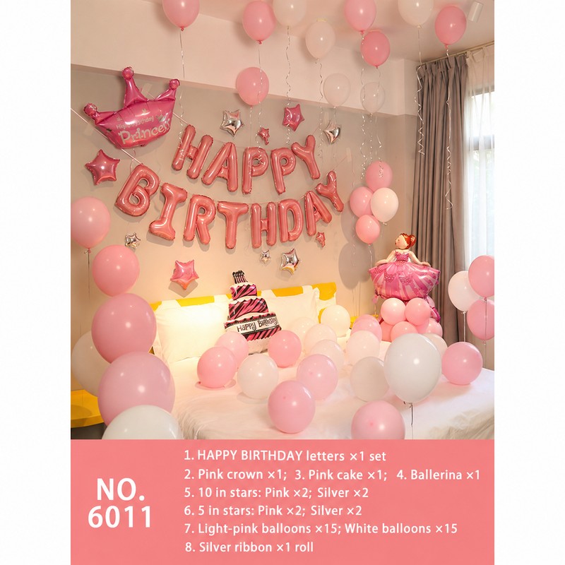 Pink Crown Cake Ballerina Balloon Set