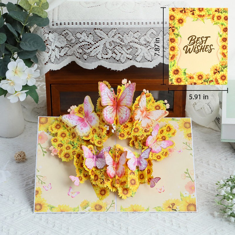 Sunflower Butterfly Dance Pop-Up Card