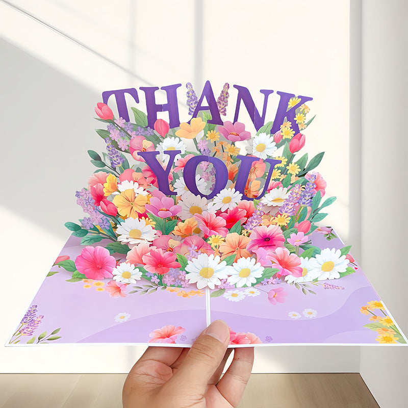 Pink Purple Thank You Pop-Up Card