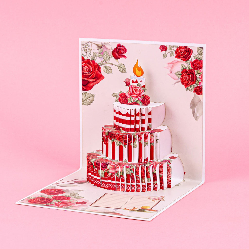Rose Birthday Cake Pop-Up Card