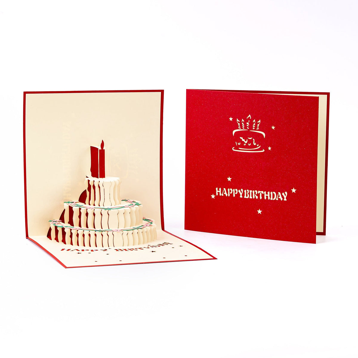 Birthday Candle Cake Pop-Up Card — Red Cover