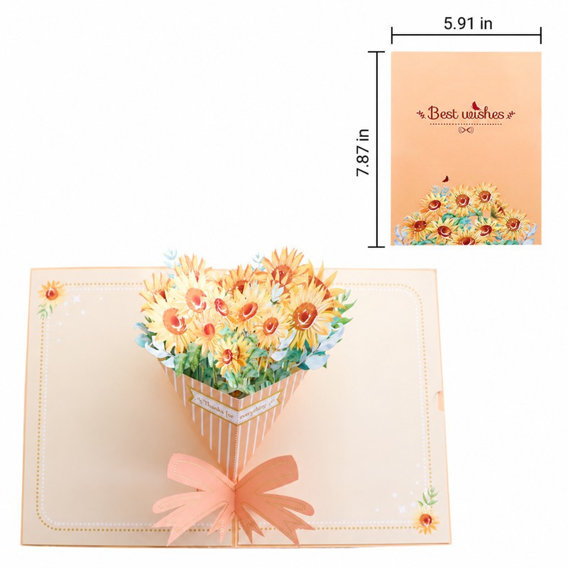 Gold Foil Sunflower Bouquet Pop-Up Card
