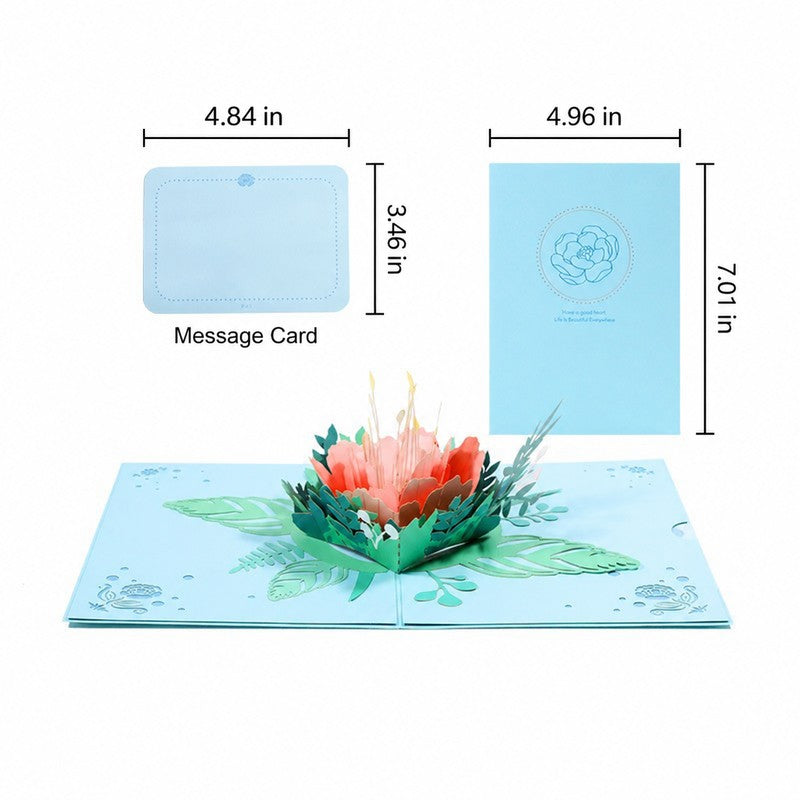 Blue Peony Pop-Up Card