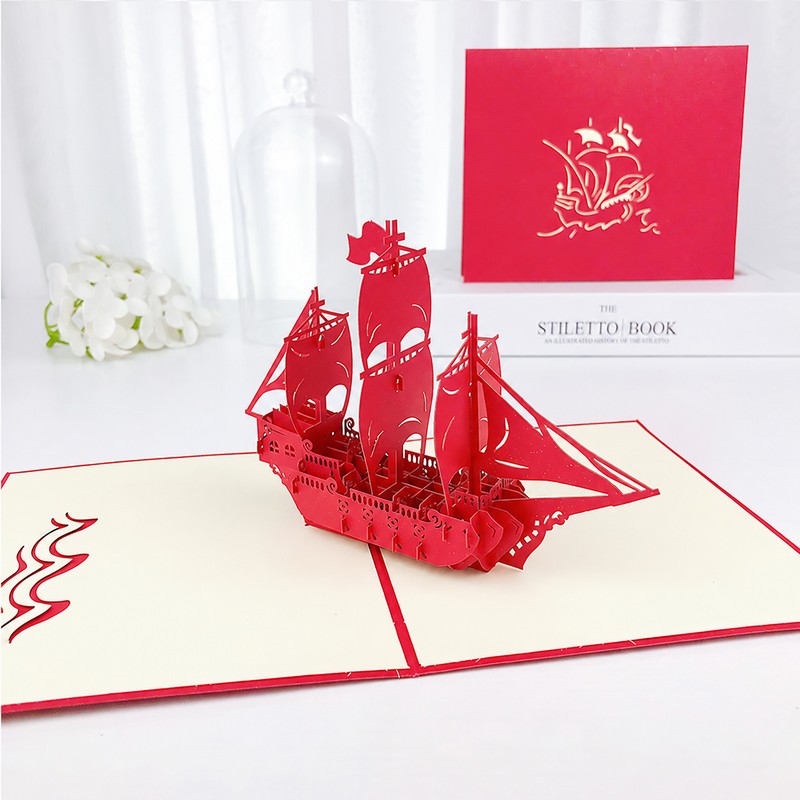 Classic Red Sailboat Pop-Up Card
