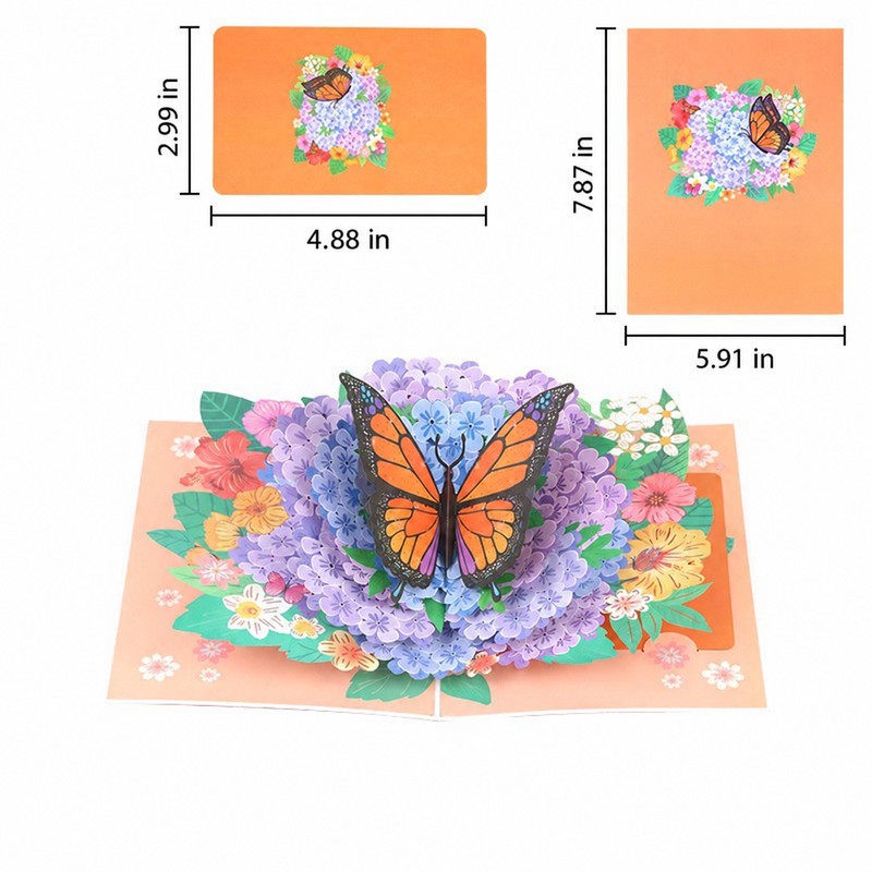 Orange Cover Hydrangea Pop-Up Card