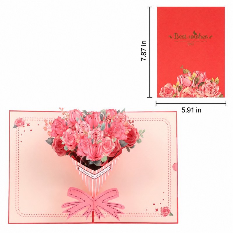 Gold Foil Rose Bouquet Pop-Up Card