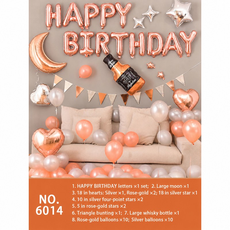 Rose Gold Silver Whisky Moon Balloon Set