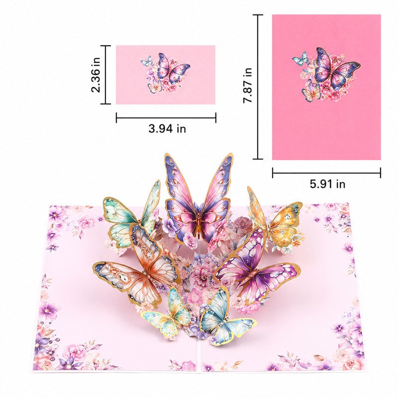 Pink Gold Foil Butterfly Pop-Up Card
