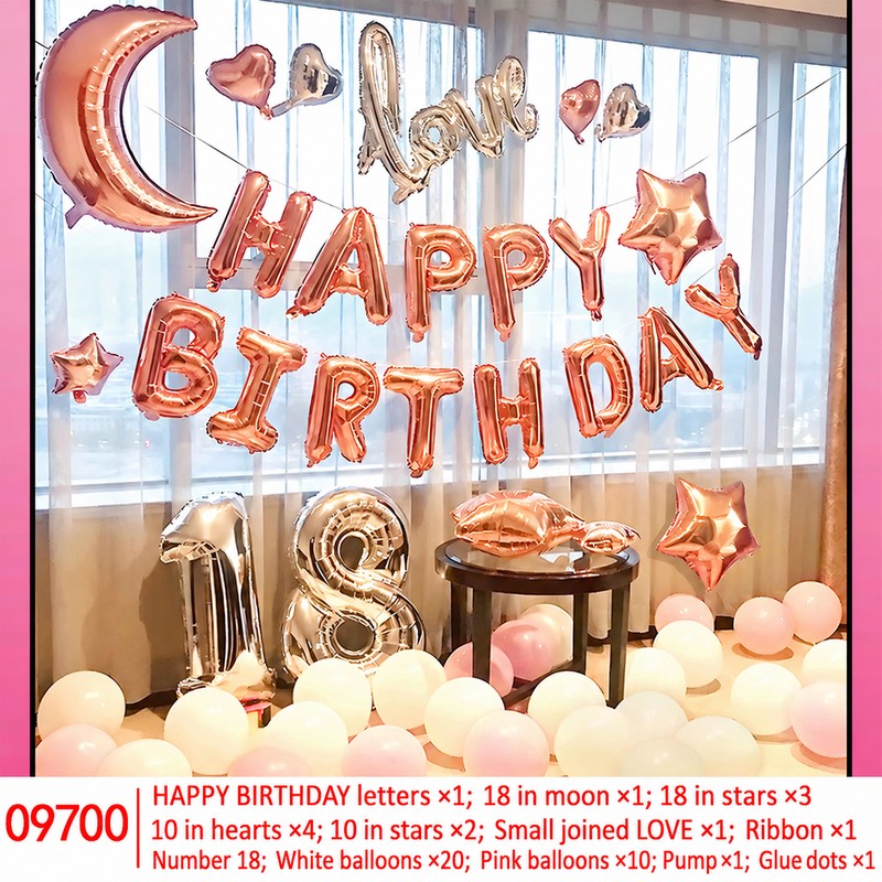Moon Star Pink Heart Number 18 Balloon Set