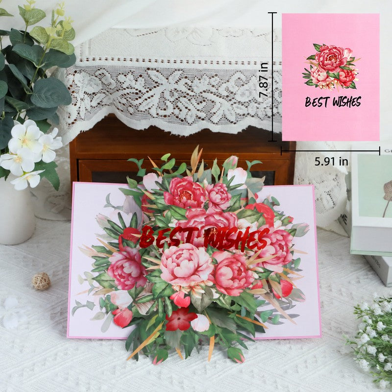 Pink Rotating Peony Pop-Up Card