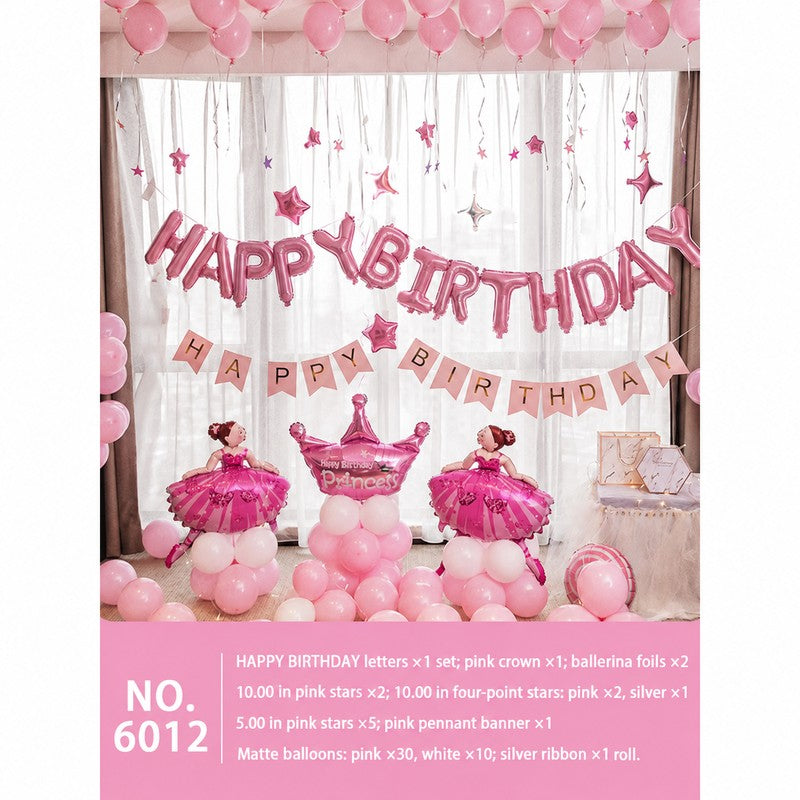 Pink Ballerina Matte Pennant Balloon Set