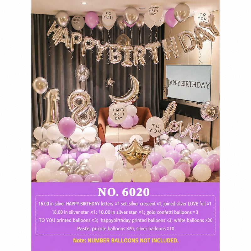 Silver Crescent Pastel Purple Love Balloon Set