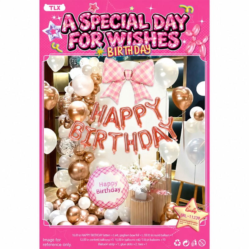 Gingham Bow Confetti Letter Balloon Set