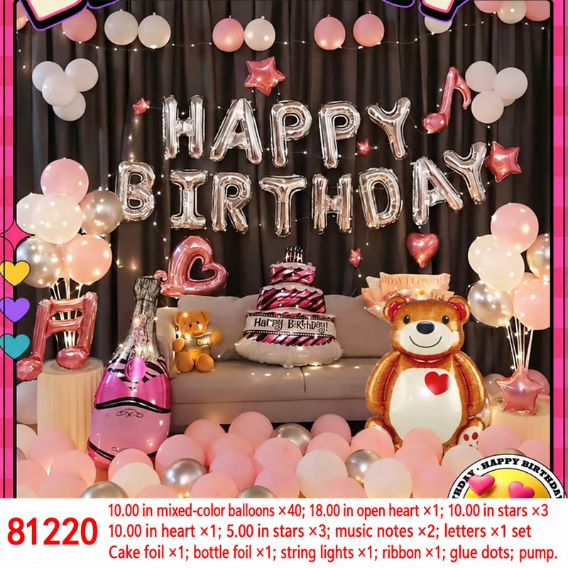 Open Heart Music Note Cake Balloon Set