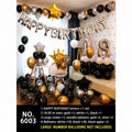 Black Gold Crown Metallic Star Balloon Set