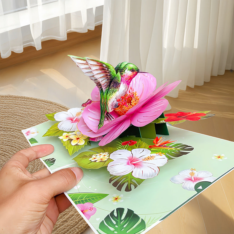 Hummingbird And Hibiscus Pop-Up Card