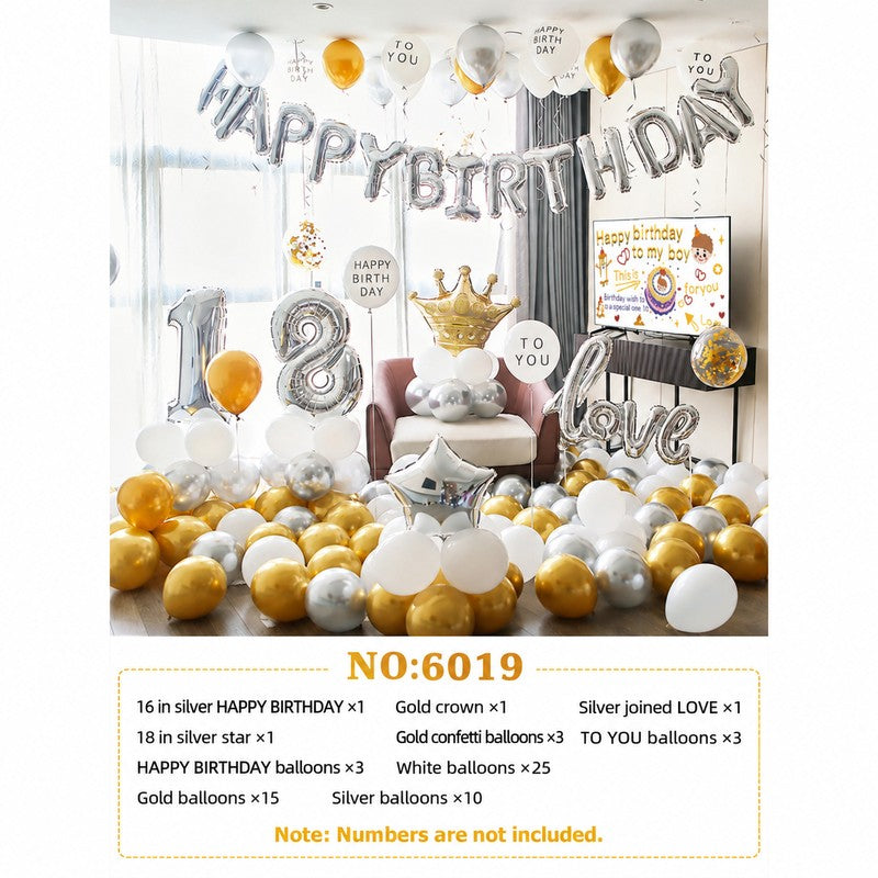 Gold Crown Silver Love Confetti Balloon Set