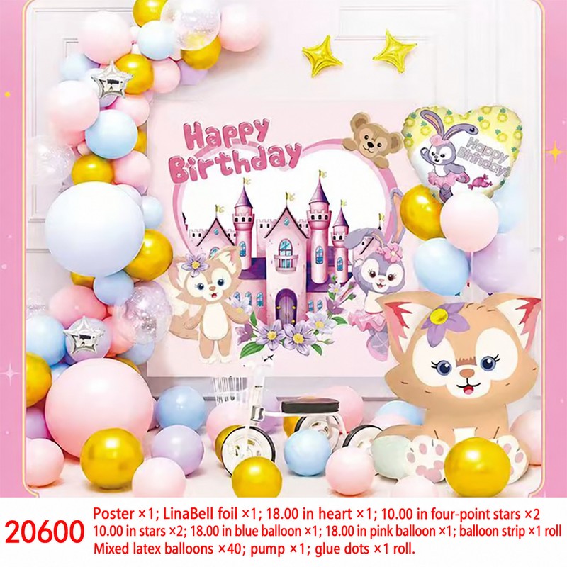 Blue Pink Heart Star Character Balloon Set