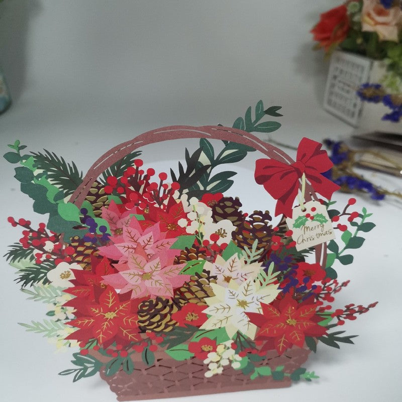 Winter Floral Christmas Basket