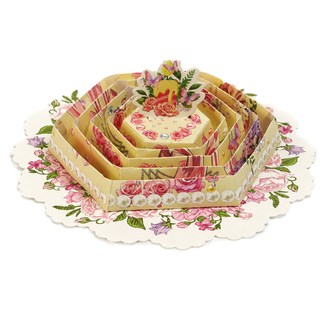 Floral Candle Layered Pop-Up Birthday Card — paper design detail