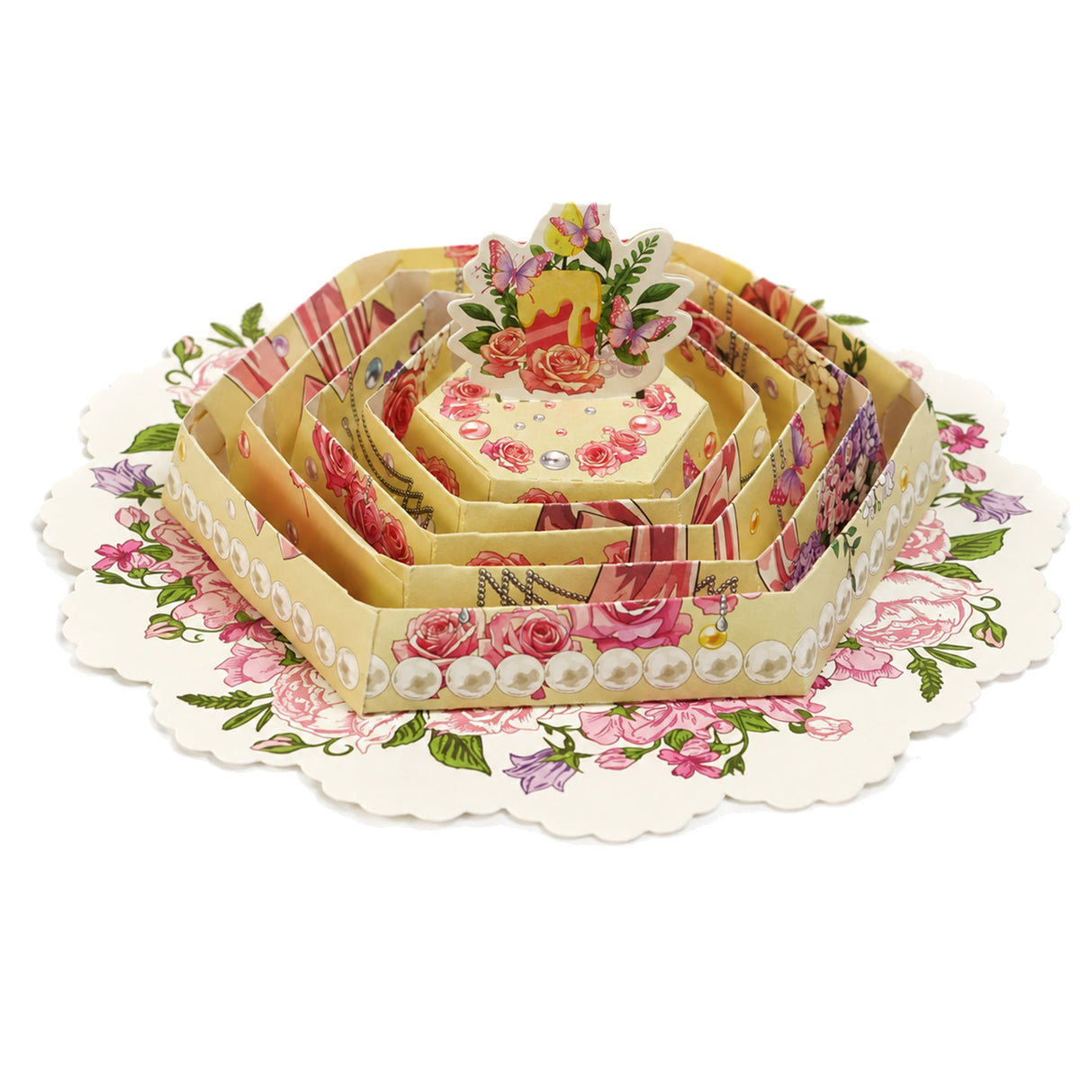 Floral Candle Layered Pop-Up Birthday Card — paper design detail