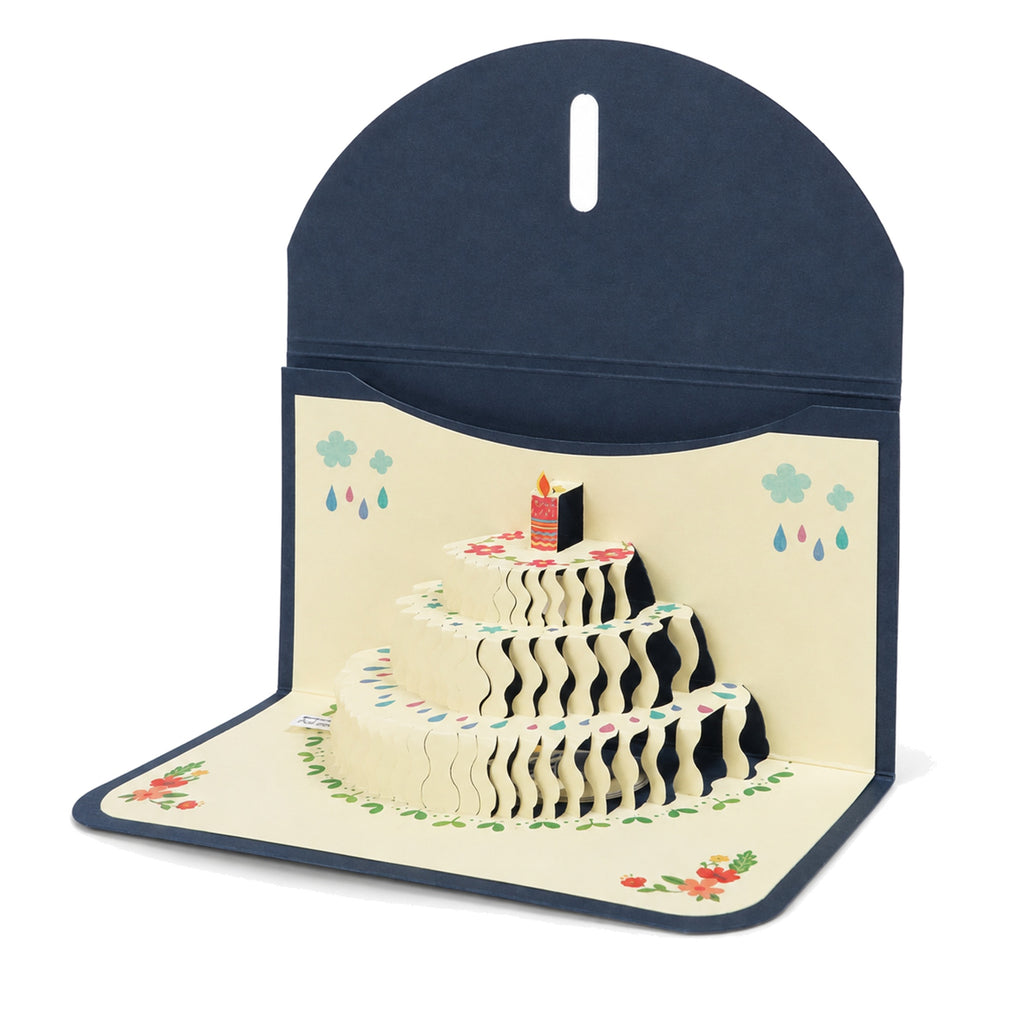 Navy Envelope Pop-Up Birthday Cake Card — paper design detail