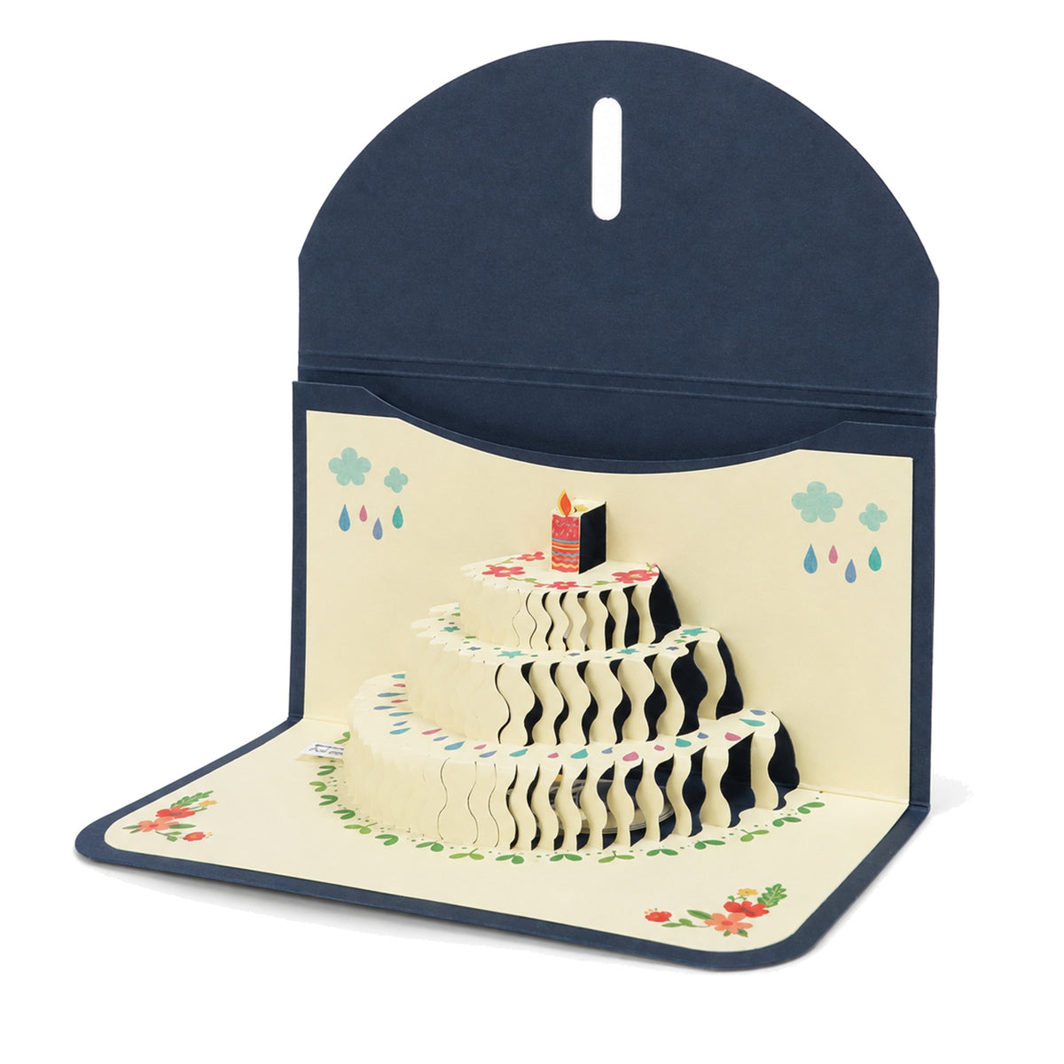 Navy Envelope Pop-Up Birthday Cake Card — paper design detail