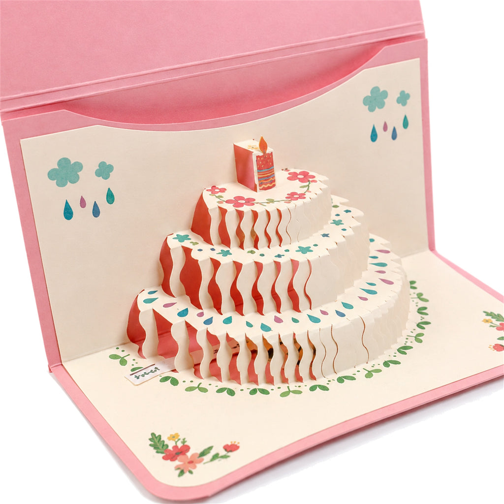 Pink Envelope Pop-Up Birthday Cake Card — paper design detail