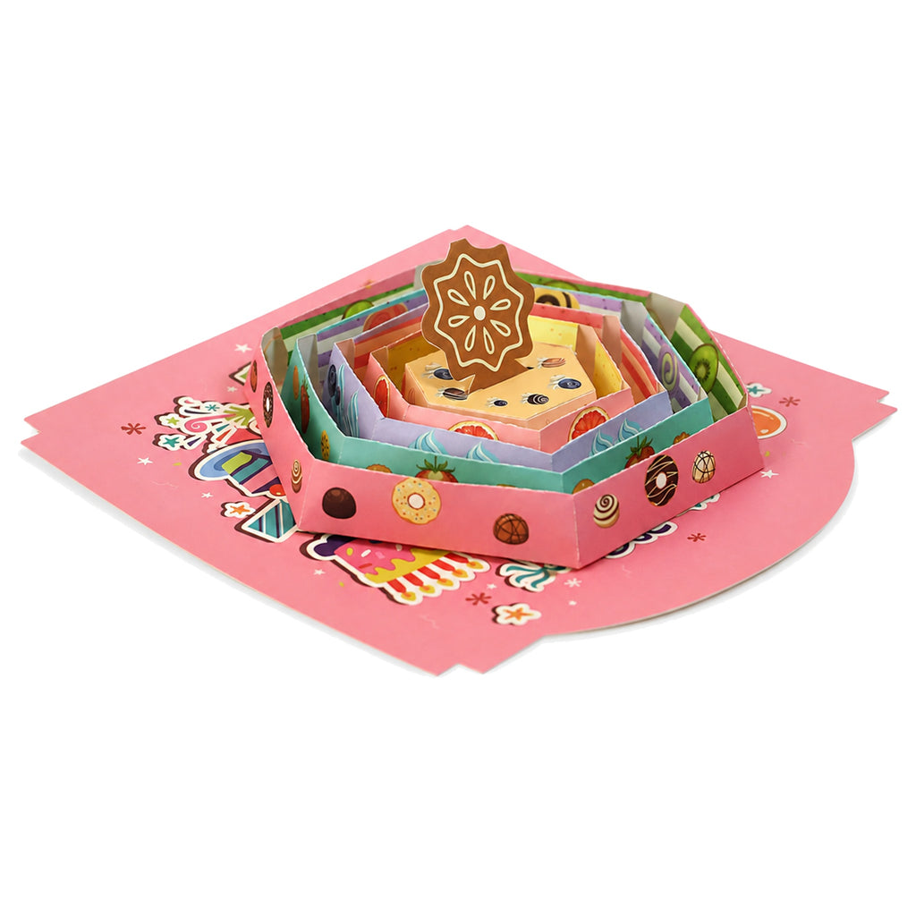 Sweet Treats Layered Pop-Up Birthday Card — open card front view