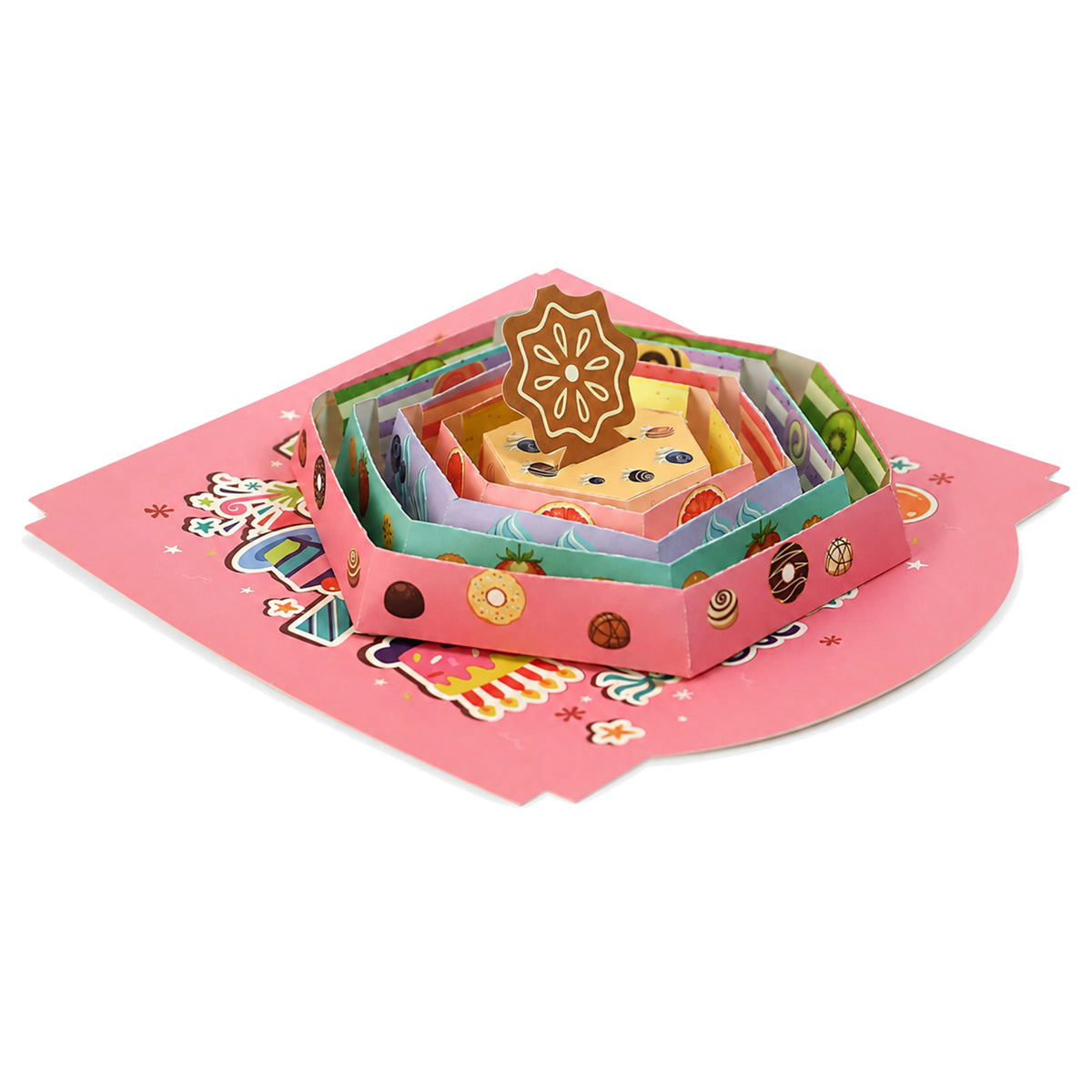 Sweet Treats Layered Pop-Up Birthday Card — open card front view