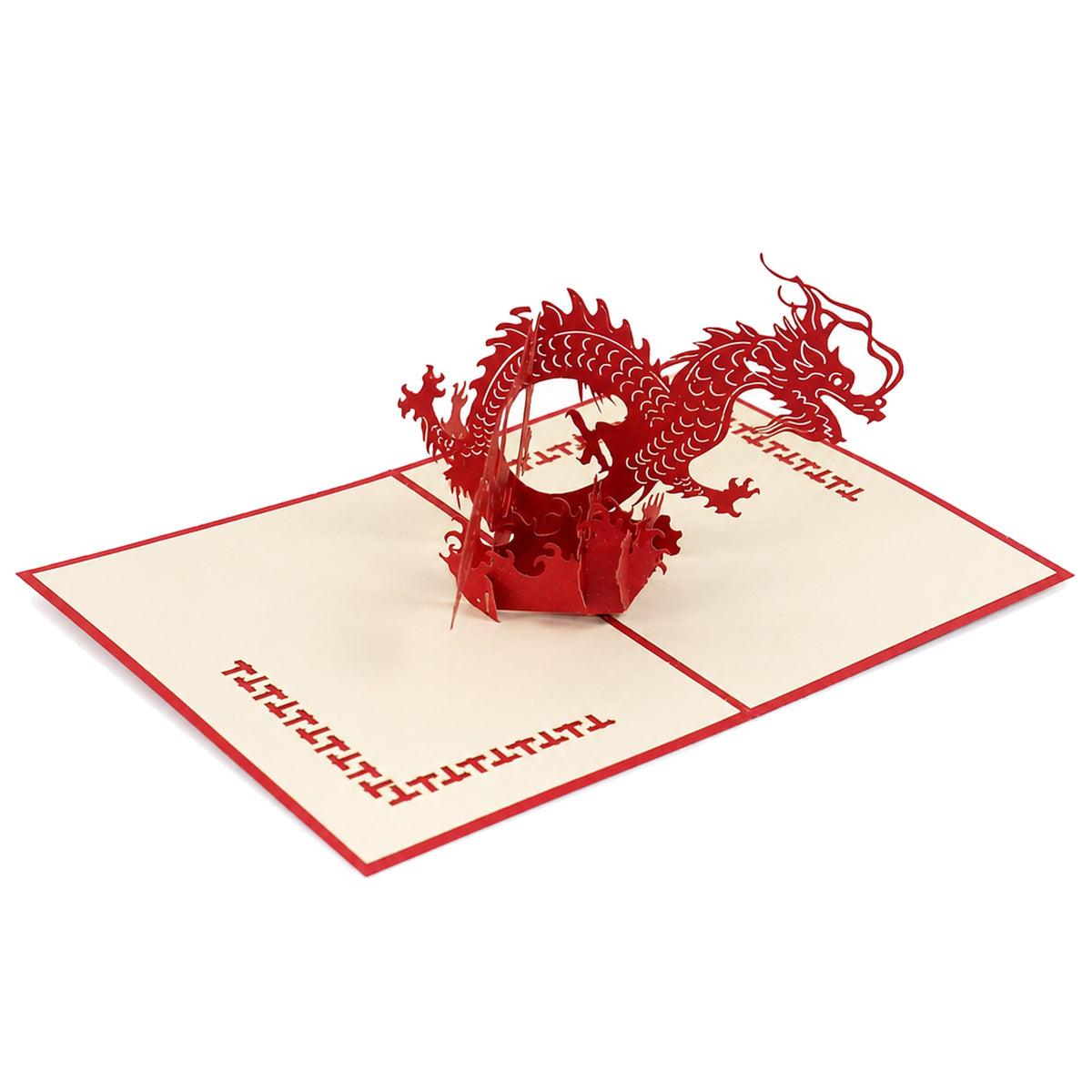 Red Dragon Pop-Up Celebration Card — paper design detail