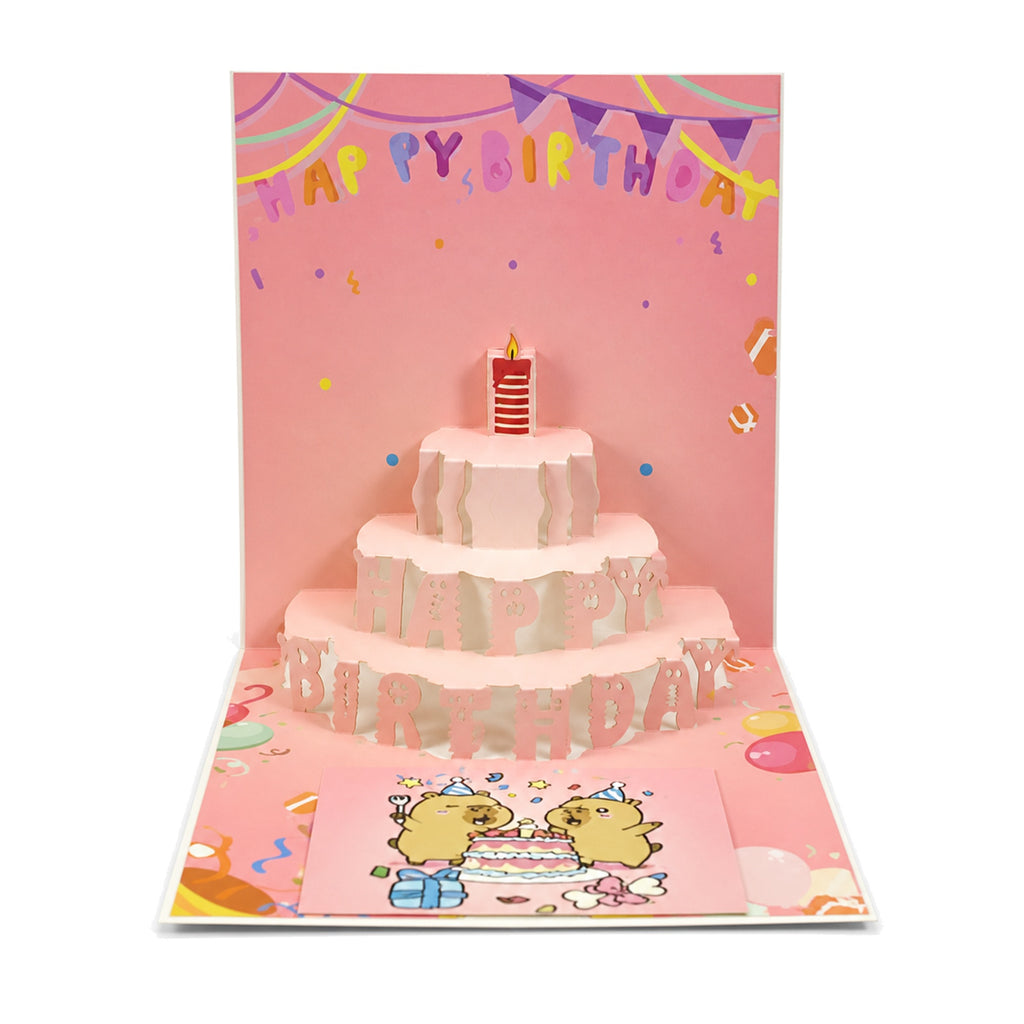 Peach Party Pals Pop-Up Birthday Card — alternate product view