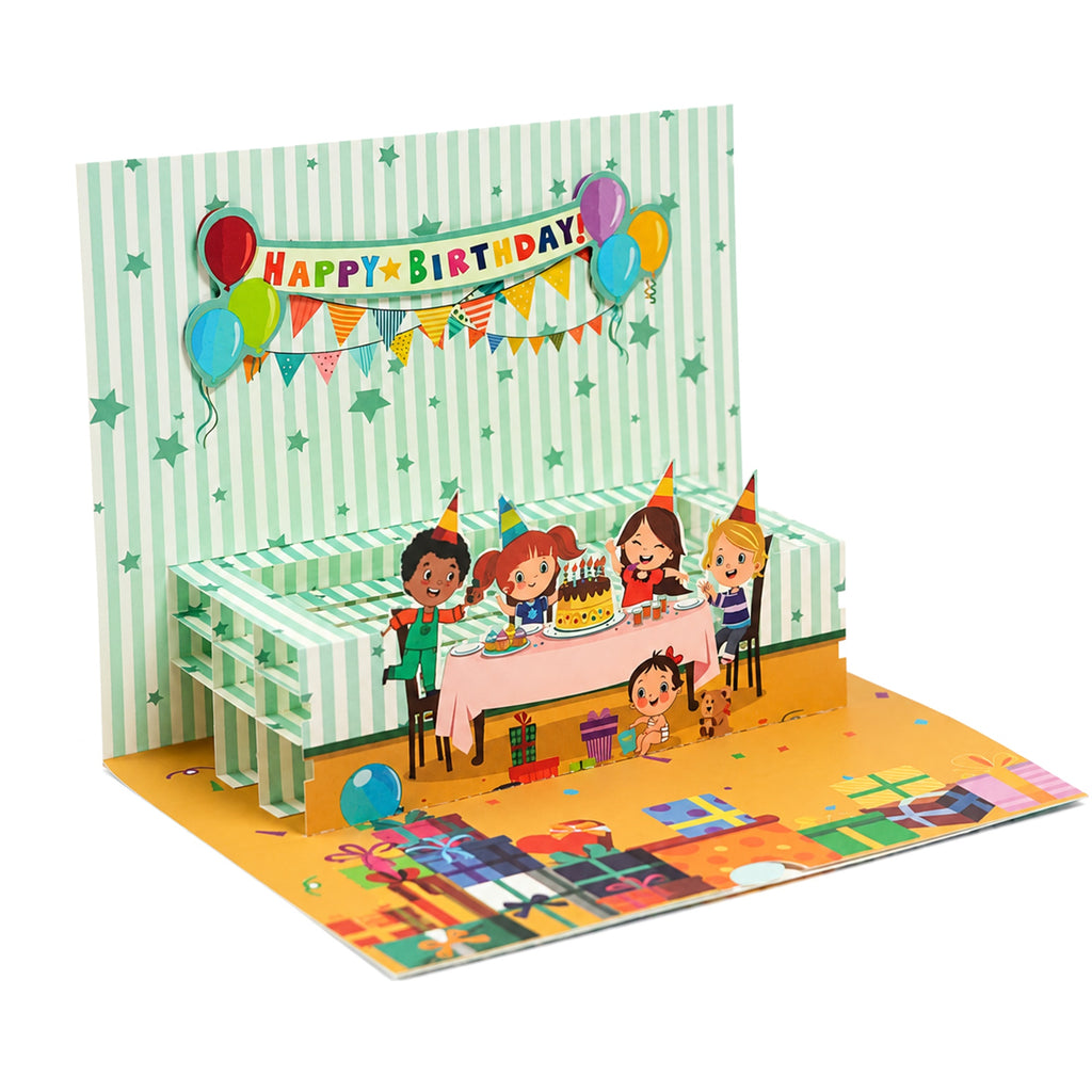 Mint Party Table Pop-Up Birthday Card — alternate product view