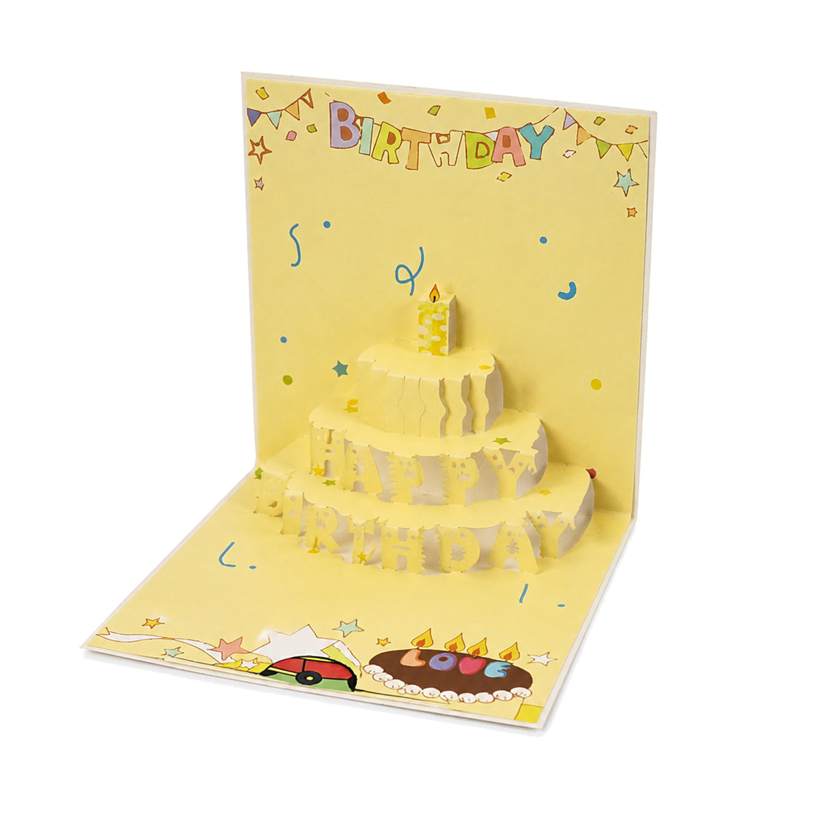 Sunny Yellow Cake Pop-Up Birthday Card — alternate product view
