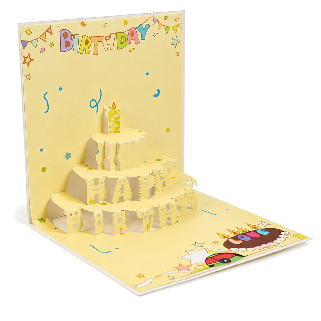 Sunny Yellow Cake Pop-Up Birthday Card — paper design detail