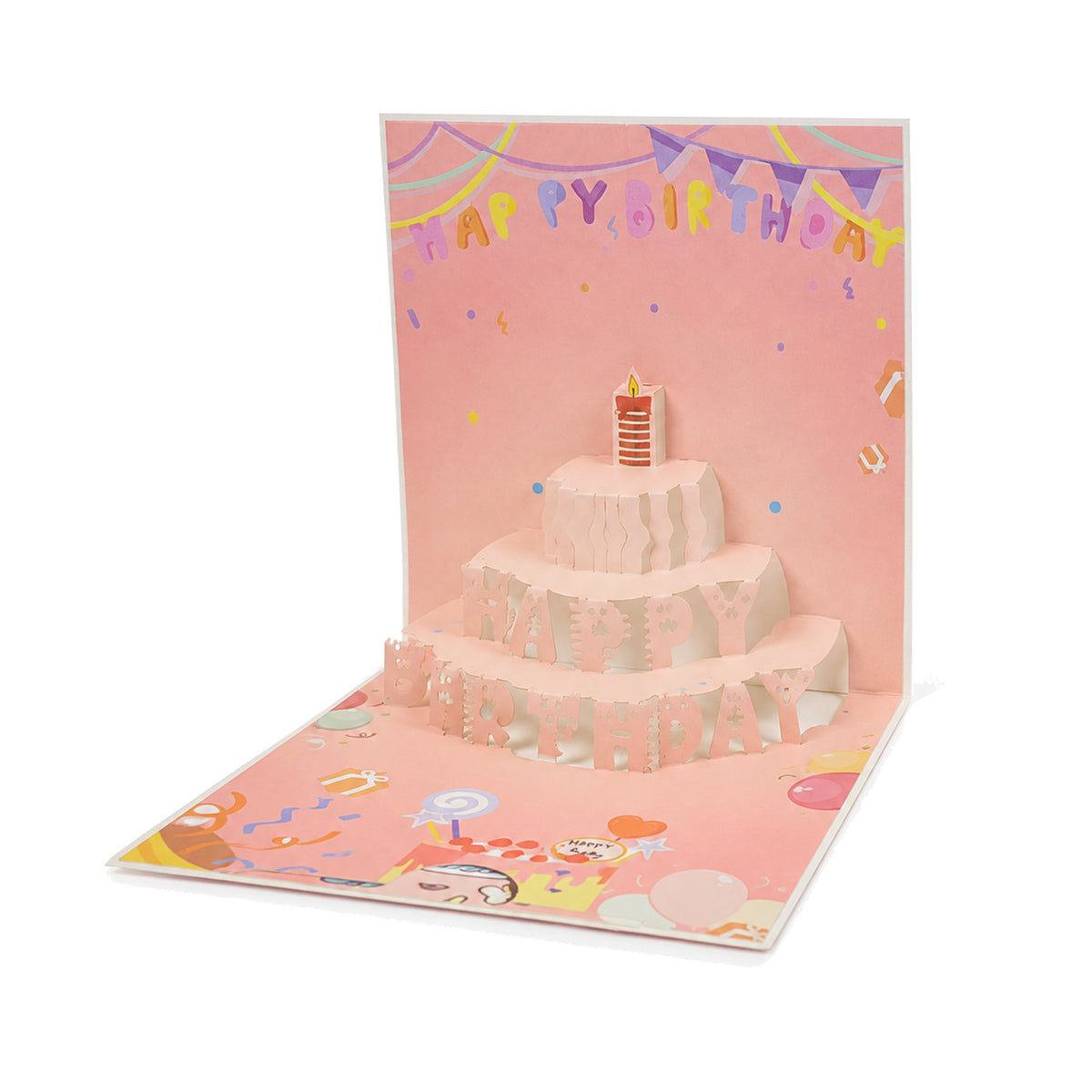 Pink Confetti Cake Pop-Up Birthday Card — alternate product view