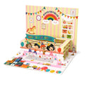 Rainbow Party Table Pop-Up Birthday Card — open card front view