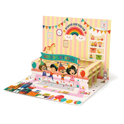 Rainbow Party Table Pop-Up Birthday Card — alternate product view