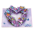 Lavender Butterfly Heart Pop-Up Card — open card front view