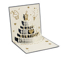 Black and Gold Pop-Up Birthday Cake Card — open card front view