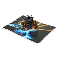 Halloween Pumpkin Car Pop-Up Card — open card front view