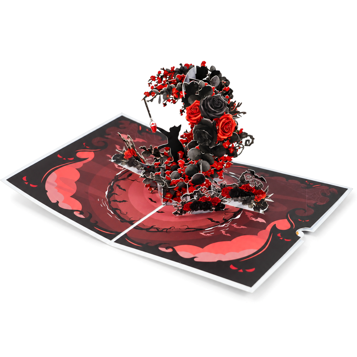 Gothic Rose Bouquet Pop-Up Card — 3D pop-up card product view