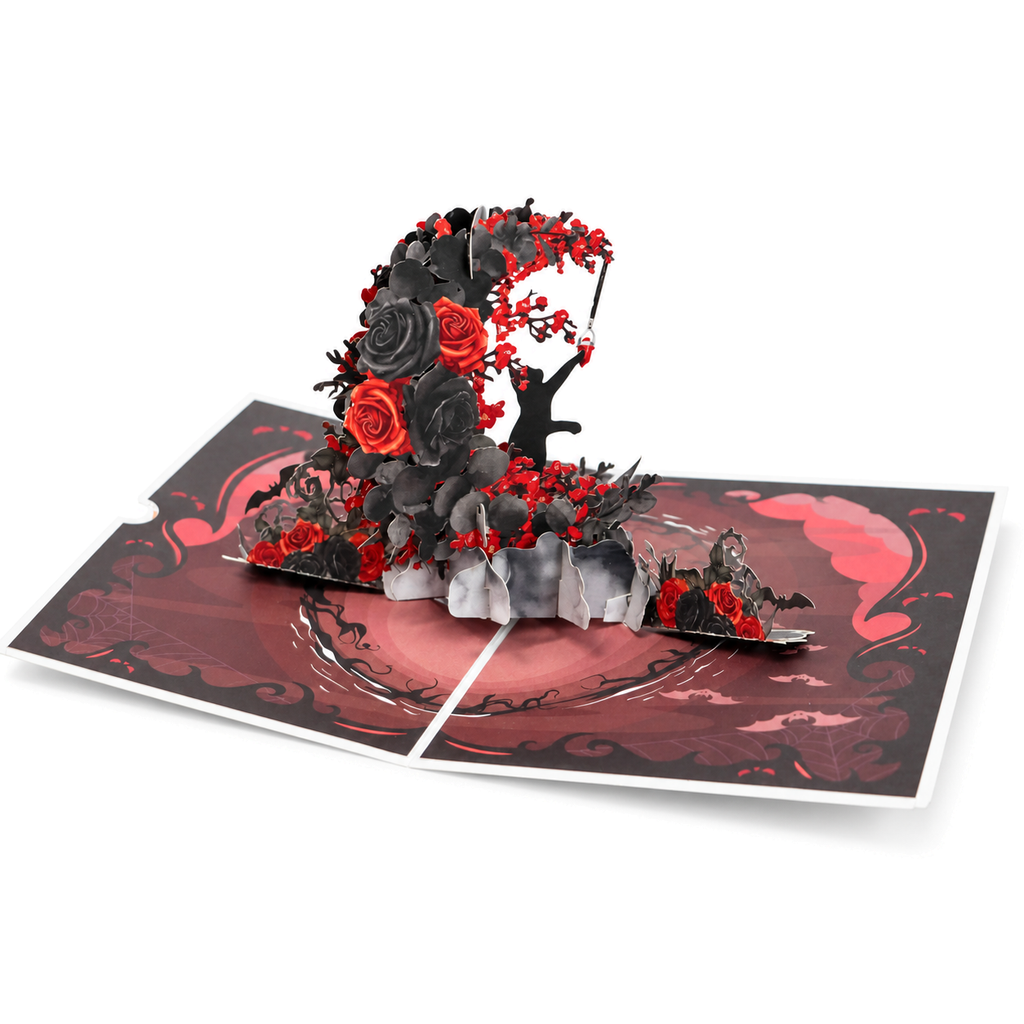 Gothic Rose Bouquet Pop-Up Card — product view 4