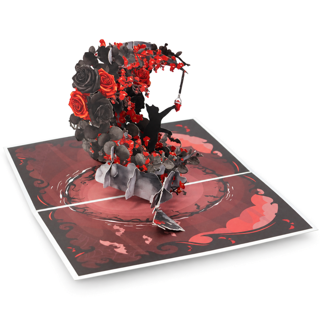 Gothic Rose Bouquet Pop-Up Card — product view 5