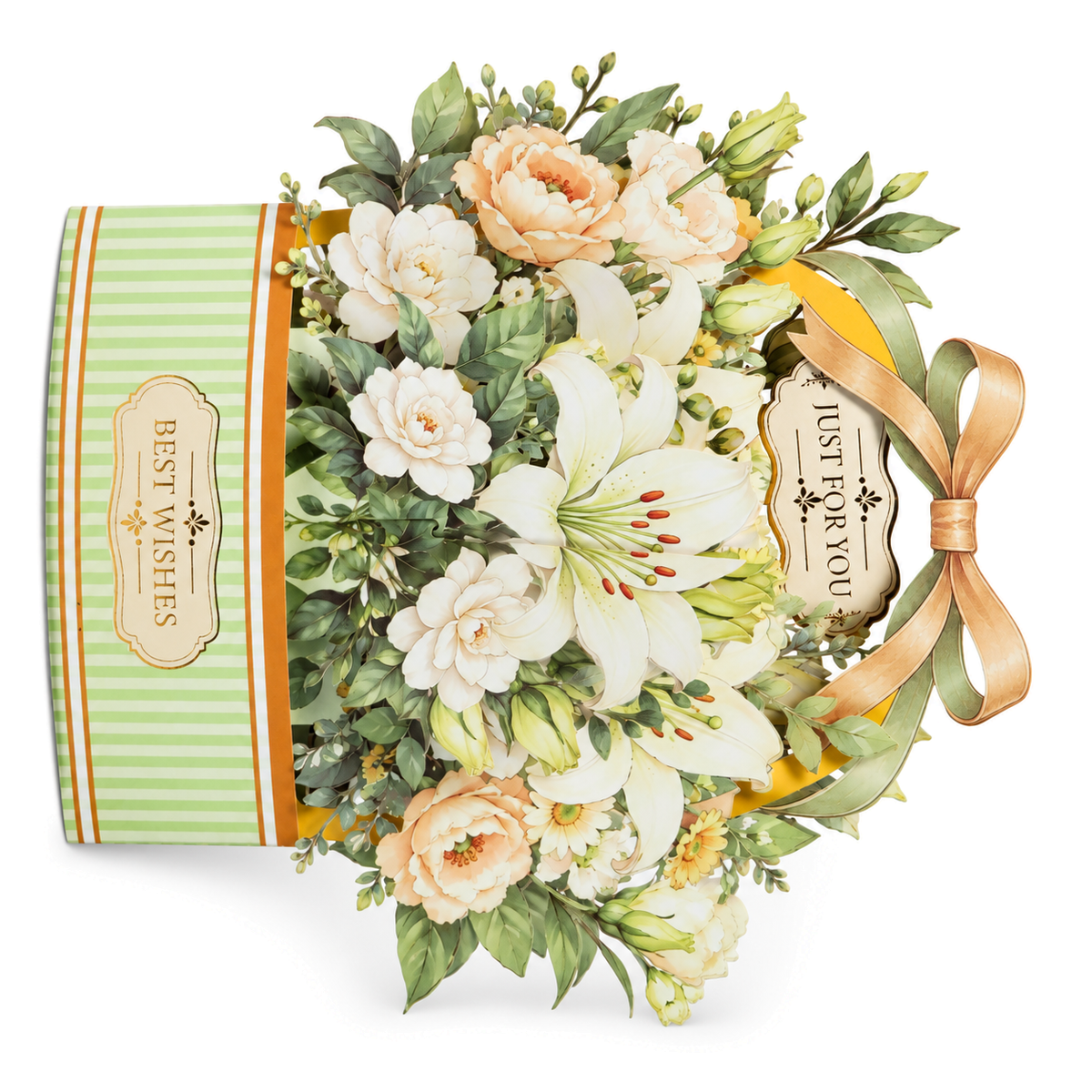 White Rose Gift Box Pop-Up Card — 3D pop-up card product view