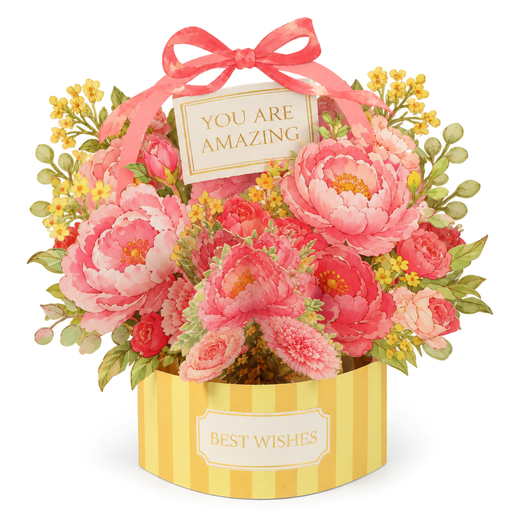 Pink Peony Gift Box Pop-Up Card — product view 2