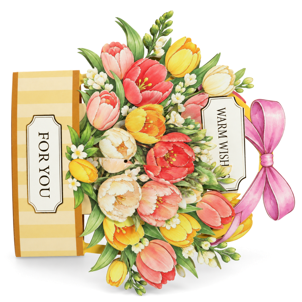 Tulip Gift Box Pop-Up Card — 3D pop-up card product view